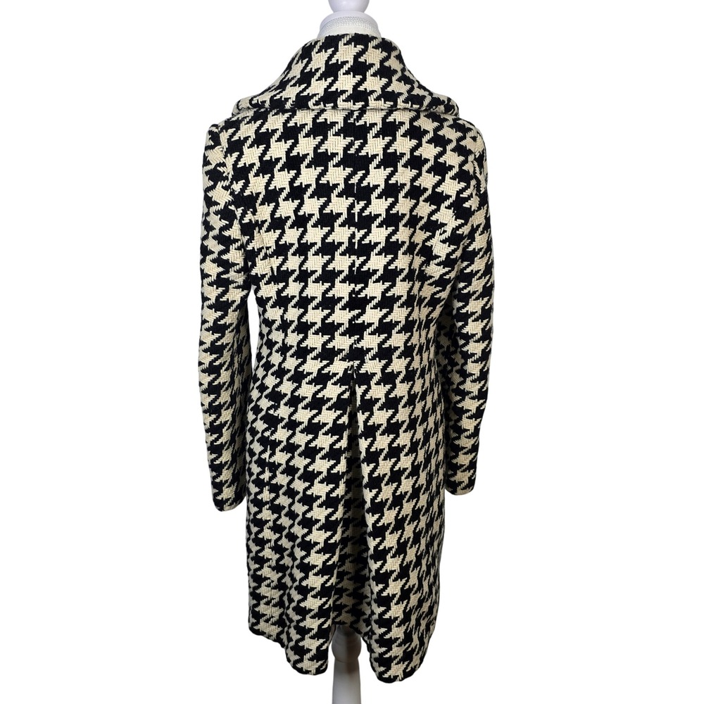 Calvin Klein Houndstooth Wool Coat Womens Size 6 Black Cream Classic - Picture 3 of 6